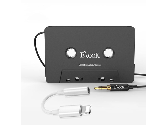 Car Cassette Aux Adapter Kit,with 3.5 mm Headphone Jack Adapter,Black for Phone, MP3 etc