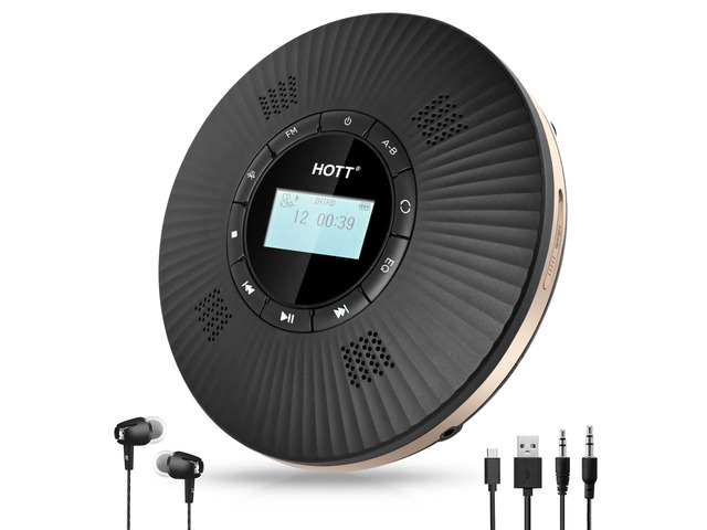 C228 Portable CD Player with Bluetooth 5.3 with 4 Speaker Stereo Sound,FM Transmitter, A-B Repeat, 5 EQ Modes,Rechargeable Battery (1800mAh) Small...