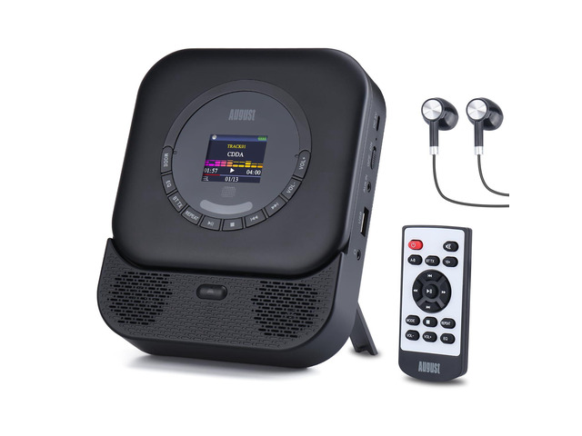 SE15 Portable CD Player with Bluetooth, Earphones & Remote Included USB Port, 3.5mm AUX In/Out, 6W Stereo Speaker for Home - Rechargeable CD...
