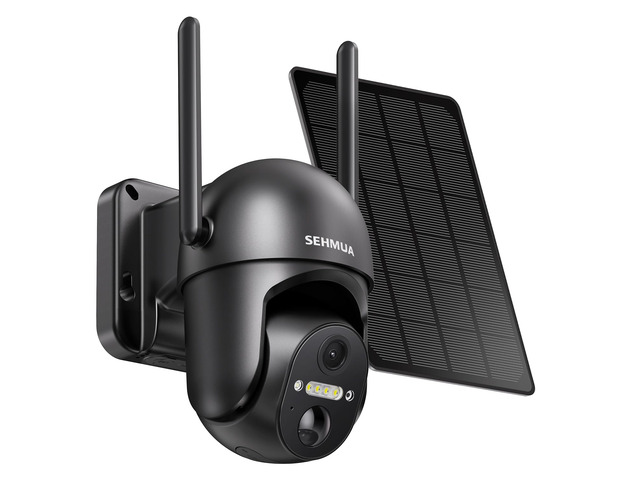SEHMUA Solar Security Cameras Wireless Outdoor, 2K 360° View Battery Powered Outdoor Camera, WiFi Home Security with Spotlight Color Night Vision,...