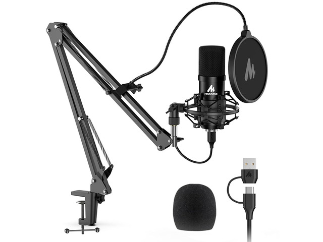 A04 USB Microphone, 192kHz/24Bit Condenser Mic for PC Podcast Plug & Play Computer Cardioid Metal Mic Kit with Pro Sound Chipset for Recording,...