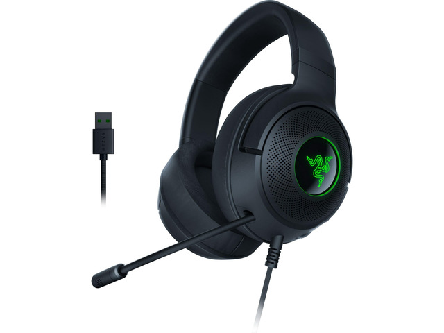 Razer Kraken V3 X Wired USB Gaming Headset, Lightweight, Black TriForce 40mm Drivers, HyperClear Cardioid Mic, 7.1 Surround Sound, Chroma RGB...