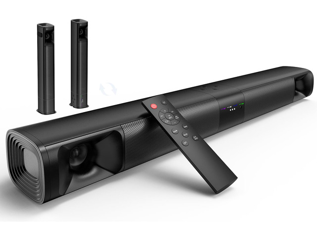 Sound Bar for Smart TV, 80W Surround Sound System, 2-in-1 Detachable Design, 2.0 Channel Soundbar, 4 Woofers & Dual Horn Tweeters, Bluetooth5.3 ARC...