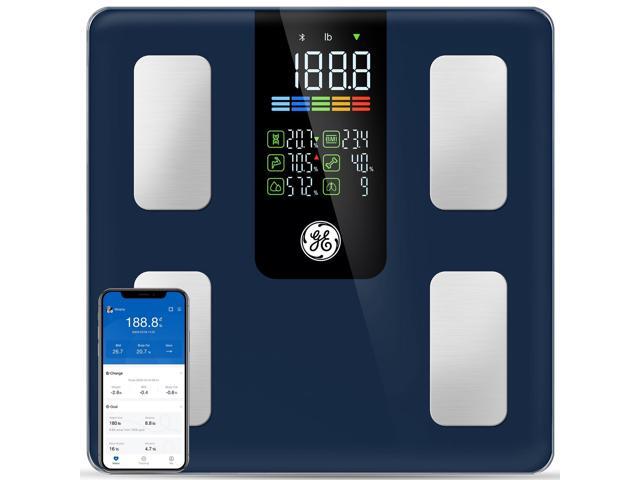 GE Smart Scale for Body Weight, BMI, Fat, Muscle Mass, Digital Bathroom Scales 500lbs Bluetooth 11.8' Large Platform Weighing Machine Health...