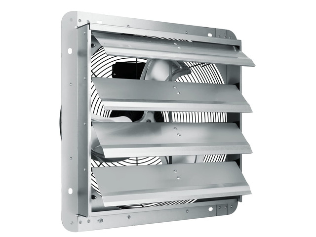 16 Inch Shutter Exhaust Fan Wall Mounted Automatic Louvers Silver, Sturdy Steel Housing, 2438 CFM Low Noise, AC Motor, Ventilation and Cooling for...