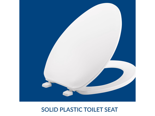 170 Durable Plastic Toilet Seat, Elongated, White (Pack of 2)