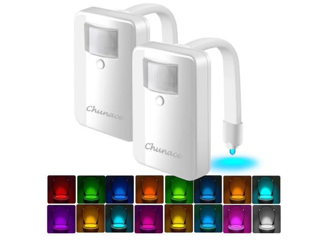 Toilet Light Motion Sensor 2 Pack for Bathroom Funny 16-Color LED Night Light Motion Activated Inside Toilet Bowl, Useful Stuff for Kids &...