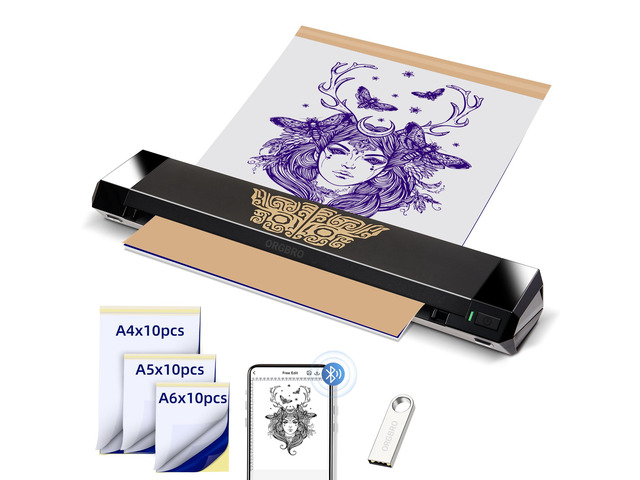 Tattoo Stencil Printer, X8 Thermal Tattoo Transfer Printer with 30pcs Transfer Paper, A4/A5/A6 3-in-1 Wireless Tattoo Machine for Tattoo Artists &...