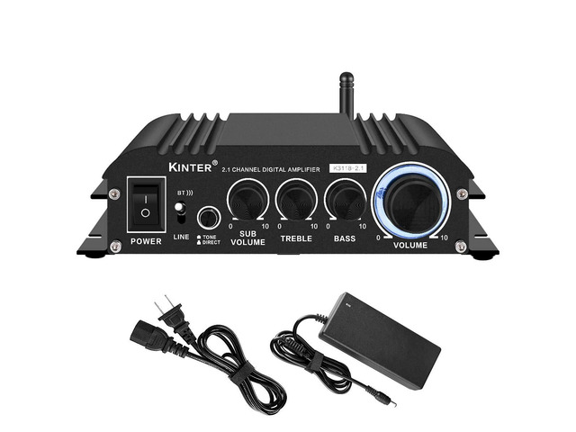 K3118-2.1 Bluetooth 5.0 Stereo Digital Receiver Amplifier 2.1 Channel Mini Hi-Fi Class D Amp 30 Watt x 2 Channels + 80 Watt Subwoofer for Home TV...
