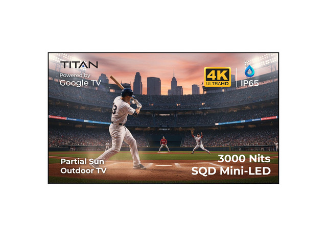 Titan G200 Mini-QLED 115-Inch 4K Smart Outdoor TV, Partial Sun, IP65, 3000 Nits, Dolby Vision IQ/HDR10+, 144Hz, Google AI OS, Wi-Fi 5, Dolby Atmos...