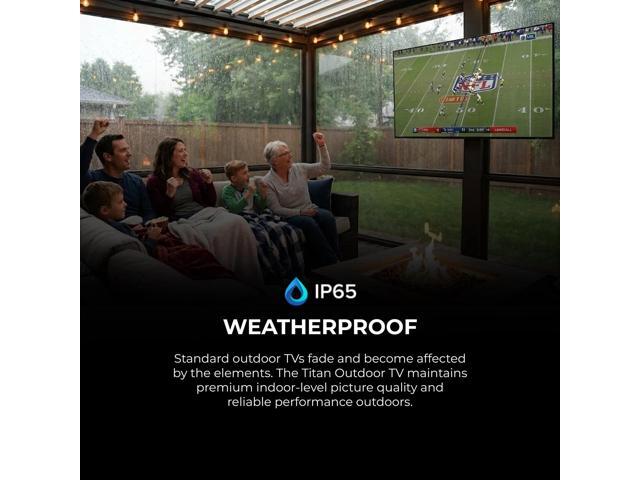 Titan G100 Mini-QLED 75 Inch Outdoor TV, Covered Patio, IP65 Smart Weatherproof TV, 4K HDR, 144 Hz, GoogleAI OS, 1000Nits, Wi-Fi 5, Dolby...
