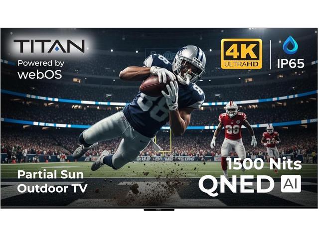 Titan L200 QNED 100 Inch Outdoor TV, Partial Sun, IP65 Smart Weatherproof TV, 4K HDR, 120 Hz, WebAI OS, 1500Nits, Wi-Fi 6E, Dolby Digital, Outdoor...