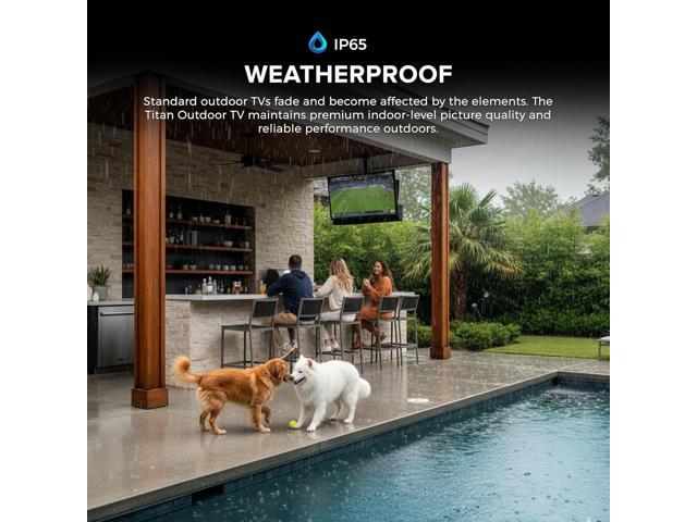 Titan L200 QNED 65 Inch Outdoor TV, Partial Sun, IP65 Smart Weatherproof TV, 4K HDR, 120 Hz, WebAI OS, 1500Nits, Wi-Fi 6E, Dolby Digital, Outdoor...