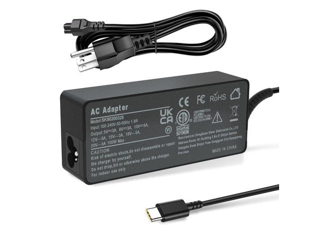 100W USB-C Laptop Charger Compatible for Lenovo Yoga 7 Pro 9 9i Y910, Slim 6i 7i, IdeaPad 5 Pro Slim, ThinkBook Plus G3 13x 14G5 14G6 14s 14p 16G4...