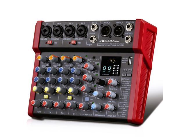 8-Channel Audio Mixer with 99 DSP Effects and 48V Phantom Power DJ sound board mixer with Bluetooth, USB, XLR input, and stereo mixing for...