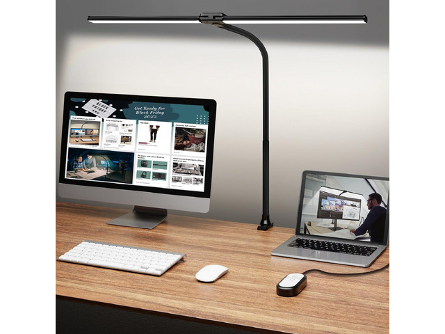 LED Desk Lamp for Home Office, Ultra Bright Clamp Light with Flexible Gooseneck, 25 Lighting Modes, Eye-Caring Architect Lamp for Dual Monitors,...