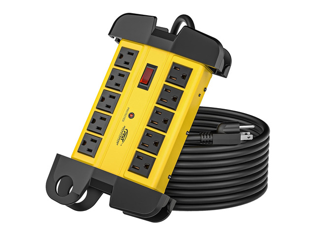 10-Outlet Heavy Duty Power Strip Metal Surge Protector, 15A, 15FT Cord 2800 Joules Surge Protection, ETL Listed, Extension Cord Power Strip for...