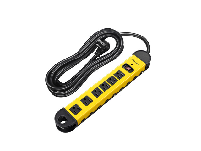 Metal Power Strip, Heavy Duty Surge Protector 15FT Long Cord, 6-Outlet, 15A Circuit Breaker, 900 Joules, Low Profile Flat Plug, Wall Mountable...