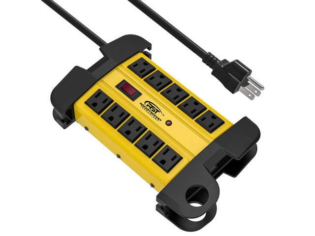 10-Outlet Heavy Duty Power Strip Metal Surge Protector,15A, ETL Listed 14 Gague 6FT Extension Cord, 2800 Joules, 15A Circuit Breaker, Industrial...