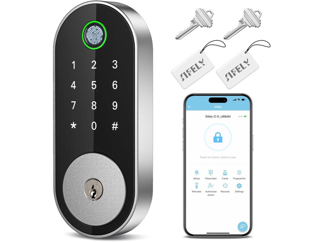 Fingerprint Smart Deadbolt with Keypad Keyless Entry Lock for Home, Apartment, Office, Airbnb, Rental, Kids & Seniors, App & Code Access,...