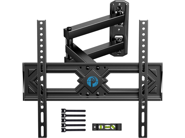 Full Motion TV Wall Mount for 26-65 Inch Flat Curved TVs, Heavy Duty Single Articulating Arms, Corner TV Mount Up to VESA 400x400mm and 77lbs,...