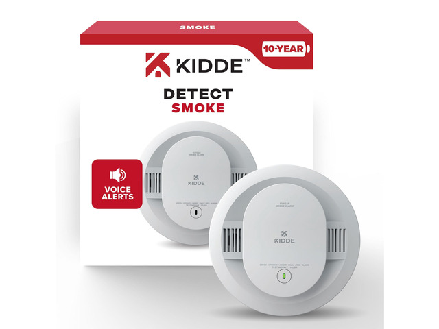 Smoke Detector, 10-Year Battery-Powered, 20SD10-V, 1 Pack Voice Alerts, No Battery Replacements or Low Battery Chirps, & LED Status Lights, Ideal...