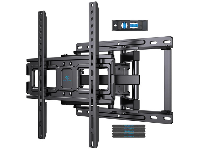Full Motion TV Wall Mount for 3265 inch TVs up to 99 lbs Extension, swivel, tilt, level, pre-assembled, dual articulating arms, fits 16/18/24 wood...