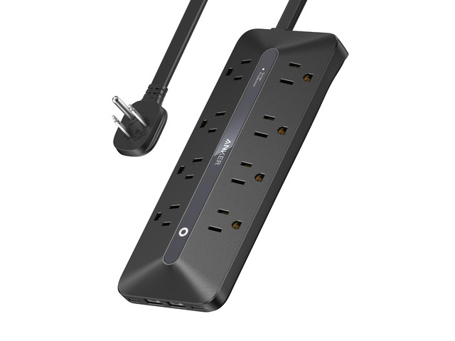 Power Strip, 900J Surge Protector, 35W Max Flat Plug Extension Cord with Multiple Outlets, 8 AC, 2 USB A, 2 USB C, 5ft Outlet Extender, Dorm Room...