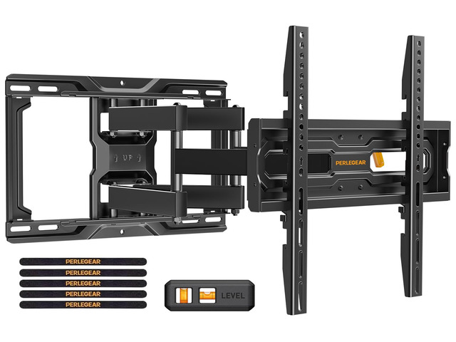 Full Motion TV Wall Mount for 26-74 inch TVs, Height Adjustable TV Mount, Pre-Assembled Wall Mount TV Bracket with Tool-Free Tilt, Swivel, Fits 16...