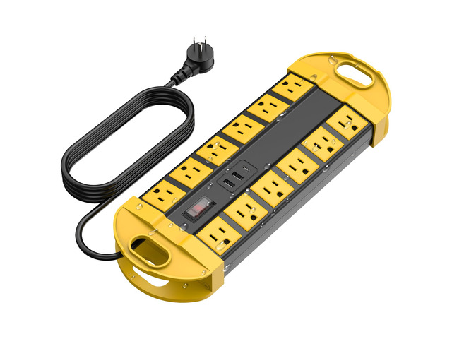 Outdoor Power Strip Weatherproof with 12 Plug, Waterproof Extension Cord with Multiple Outlets and USB C Port, Christmas Exterior Garden Yard Surge...