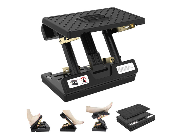 Foot Rest for Under Desk at Work, 4-Adjustable, Detachable Pad, Ergonomic Car foot rest, Foldable, Metal Frame, for Multi-scene, All-Season...