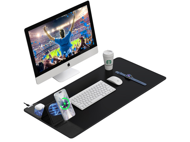Wireless Charging Mouse Pad with Foldable Phone Holder, 15W Magnetic Fast Charging for iPhone Samsung, 31.5'x15.75' Large Desk Mat for...