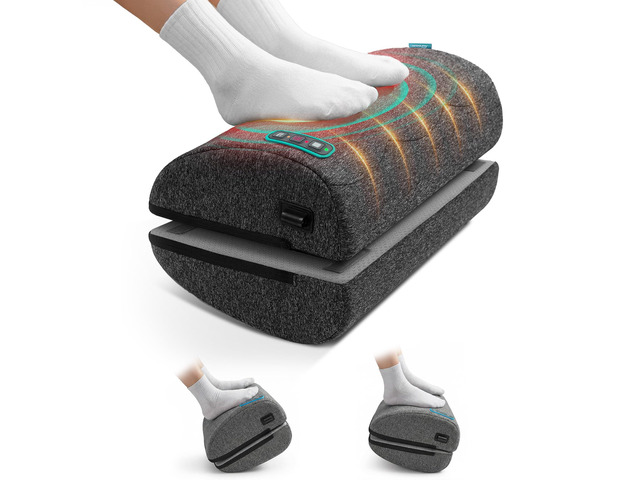 Ergonomic Foot Rest Under Desk with Heat, Vibration & Swing Adjustable, 3 Graphene Heat Levels, 3 Vibration Modes, Gentle Swing, 2 Heights,...