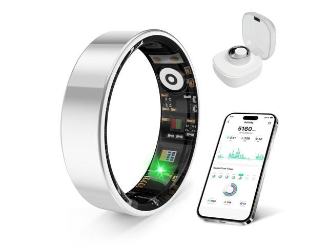 Smart Health Ring, Featuring Stress and Sleep Monitoring Functions, Compatible with iOS and Android,Waterproof Fitness Tracker for Women & Men, No...