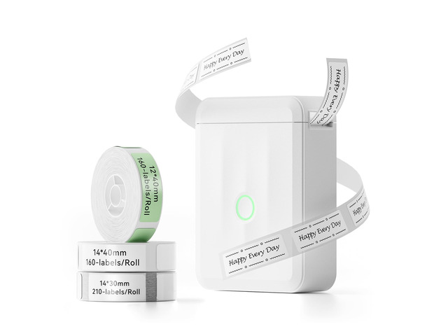 D110 Upgraded Version Mini Label Maker Machine with 3 Tapes, White Portable Bluetooth Thermal Printer, Sticker Labeler with Multiple Templates for...