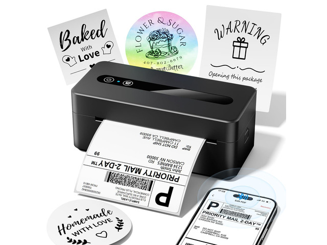 Bluetooth Thermal Label Printer, 4X6 Shipping Label Printer for Small Business, Thermal Printer Sticker Printer Compatible with Phone, iOS,...