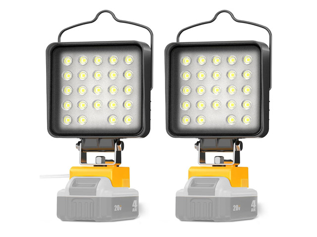 2 Pcs Cordless LED Work Light for Dewalt 20v Max Battery, 112W 11200LM Battery Light for Dewalt 20v Tools, Portable Outdoors Flood Lighting with...