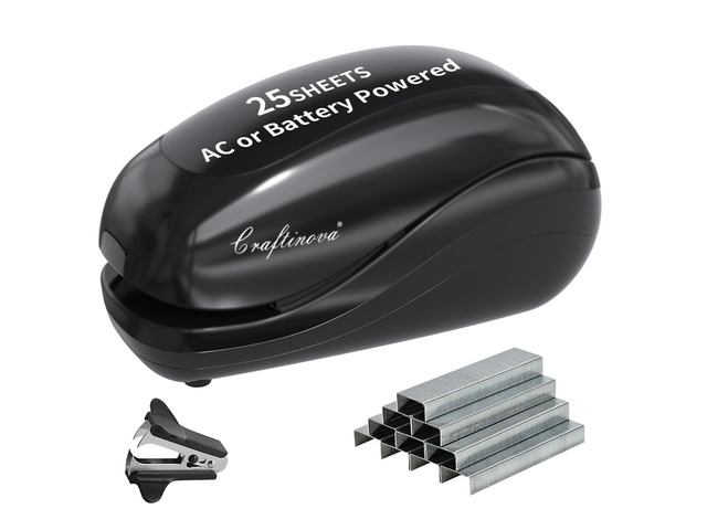 Electric Stapler,Including 2000 Staples and 1 Staple Remover, Suitable for Palm Size and high Comfort25 Sheet Capacity, AC Adapter or Battery...