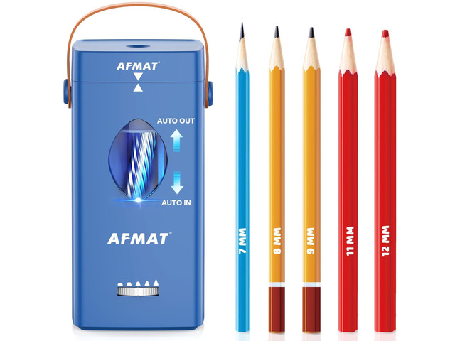 Electric Pencil Sharpener, Fully Automatic Pencil Sharpener for 6-12mm No.2/Jumbo Pencils, Auto in & Out, 5 Sharpness Modes, Rechargeable Heavy...