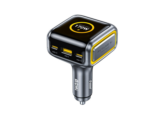 AOHI SUPERAUTO 170W Car Charger with TFT Smart Display, 140W PD 3.1 USB C Fast Charging Car Adapter, Compatible with MacBook Pro, Laptops, iPhone...