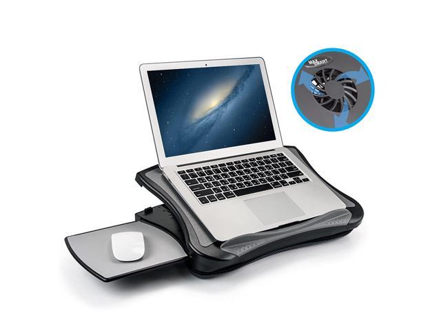 Laptop Lap Pad Laptop Stand with Attached Mouse Pad, Cushion and USB Cooling Fan, Non-Slip Heat Shield Tablet Computer Stand for Sturdy Work...