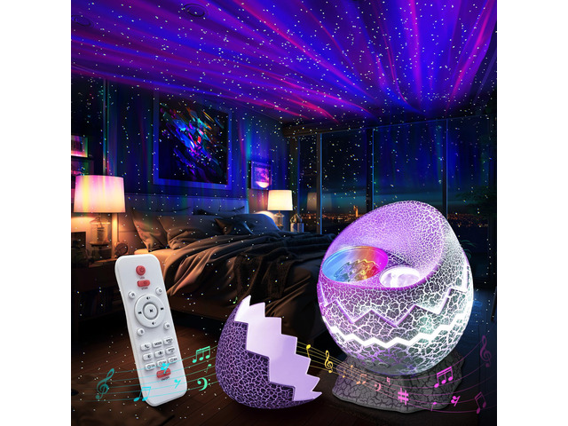 Aurora Light Projector, Galaxy Light Star Projector for Bedroom White Stars, White Noise, Bluetooth Speaker, 1H/2H/8H Timer, Remote Control, Sound...