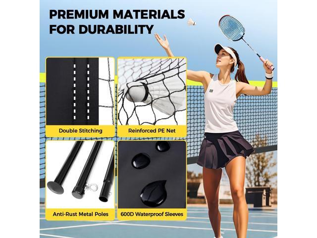 BAGAIL Outdoor Badminton Net Set with Anti-Sag Winch System - Official Size 20ft x 5ft, 4 Rackets, 3 Shuttlecocks, Durable PE Net & Carry Bag for...
