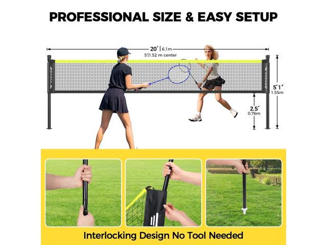 BAGAIL Outdoor Badminton Net Set with Anti-Sag Winch System - Official Size 20ft x 5ft, 4 Rackets, 3 Shuttlecocks, Durable PE Net & Carry Bag for...