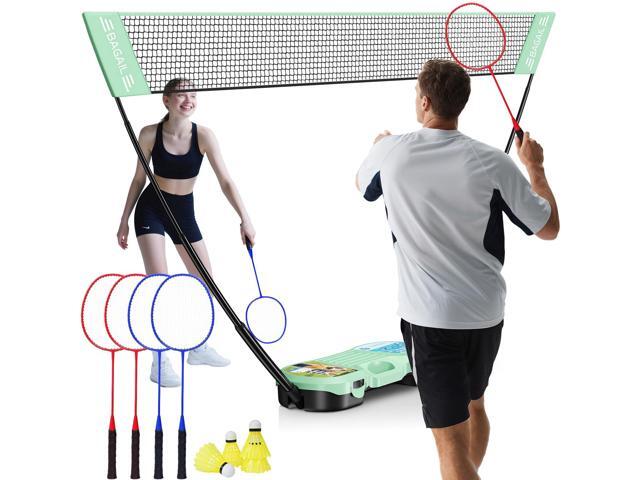 BAGAIL Portable Badminton Net Set, Pop-Up Net with Carry Case, Complete 4 Racket Set for Backyard, Park & Beach Games, Quick Setup Indoor Outdoor...
