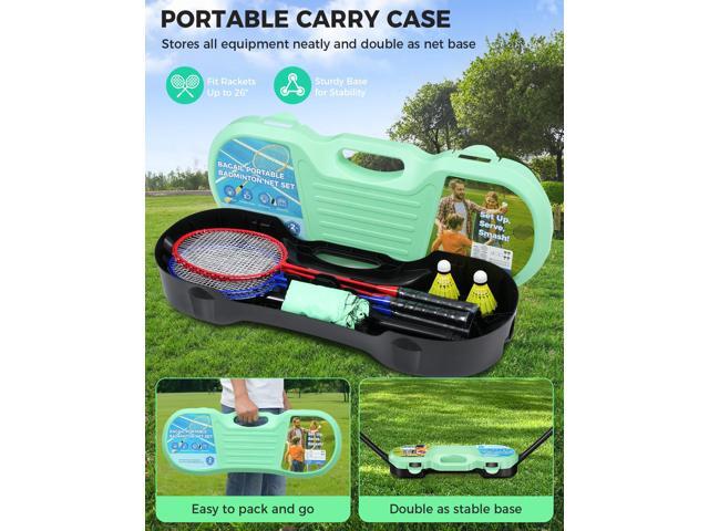 BAGAIL Portable Badminton Net Set, Pop-Up Net with Carry Case, Complete 4 Racket Set for Backyard, Park & Beach Games, Quick Setup Indoor Outdoor...