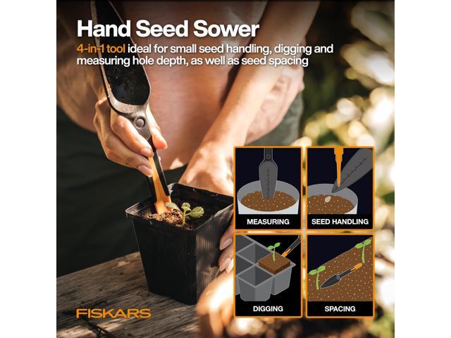 Fiskars Vegetable Gardening Essentials 6-Piece Tool Set for Cultivating, Serrated Stainless Steel Shears & 4-in-1 Seed Sower for Planting,...
