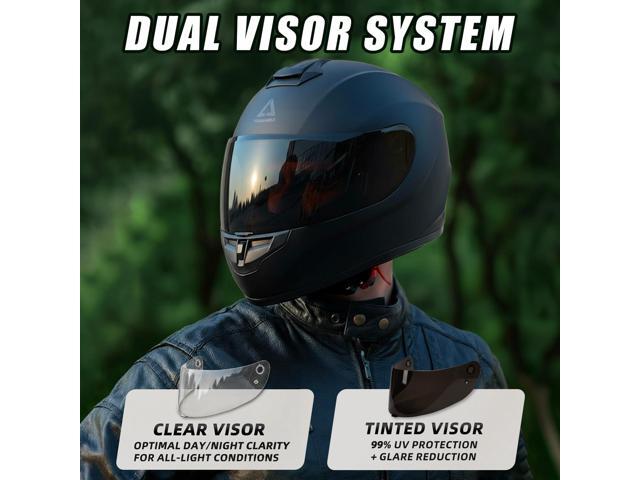 TRIANGLE Motorcycle Helmets Full Face Motorcycle Helmet for Men & Women with Tinted and Clear Visor Meet Dot Approved
