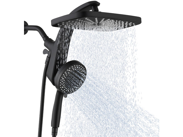 Rain Shower Head with Handheld Showerhead, Black 1.75GPM 460311 12' High Pressure Rainfall Shower Heads, 9 Sprays Handheld Showerheads, Magnetic...