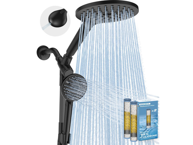 Dual Filtered Rain Shower Head Combo, High Pressure Handheld Shower Head with Adjustable Bar - Rainfall Shower Head And Showerhead with Filter for...